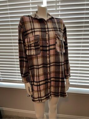 Missguided Plaid Long Sleeve Dress Tunic  EUC Sz Small Oversized